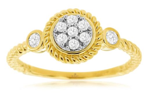 Royal Jewelry 14K Yellow Gold Ladies Diamond Ring