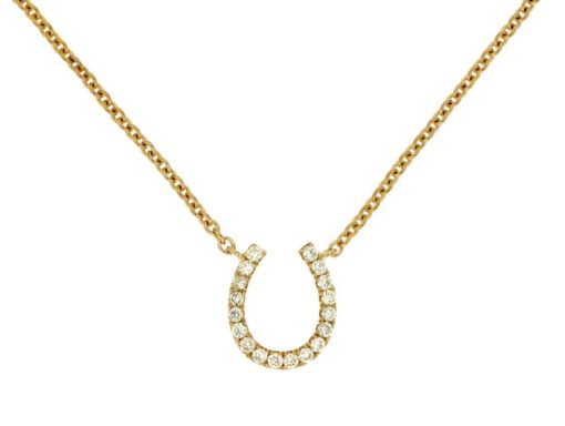 Royal Jewelry 14K Yellow Gold Diamond Hourseshoe Necklace