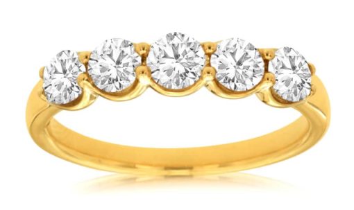 Royal Jewelry 14K Yellow Gold Diamond Wedding Band