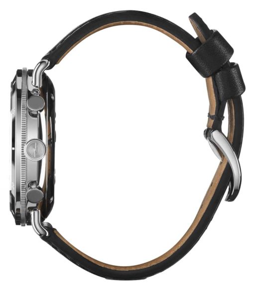 Shinola The Canfield Sport Chronograph Black Dial & Leather Strap Watch, 45mm - Image 4