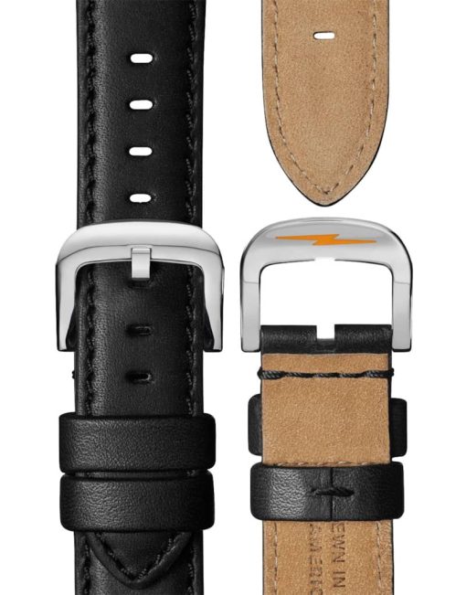 Shinola The Canfield Sport Chronograph Black Dial & Leather Strap Watch, 45mm - Image 7