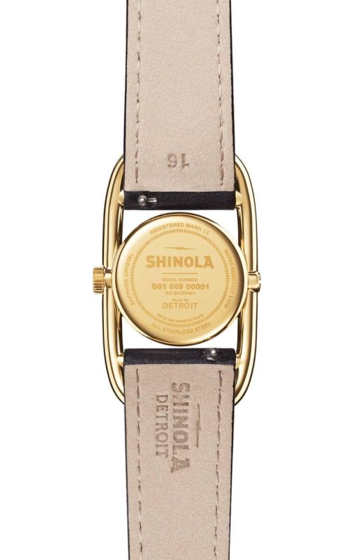 Shinola The Bike Lock Black Leather Strap Watch, Champagne Sunray Dial, 20mm - Image 6