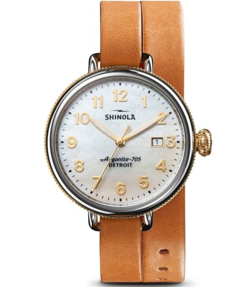 Shinola The Birdy Quartz Bourbon/Crimson Leather Strap 38mm Watch