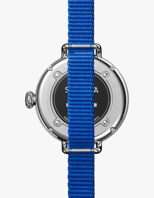 Shinola The Birdy Quartz Red/White/Blue Strap Watch, White Matte Velvet Dial, 38mm - Image 8