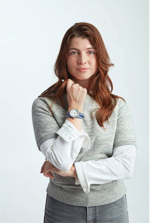 Shinola The Birdy Quartz Red/White/Blue Strap Watch, White Matte Velvet Dial, 38mm - Image 10