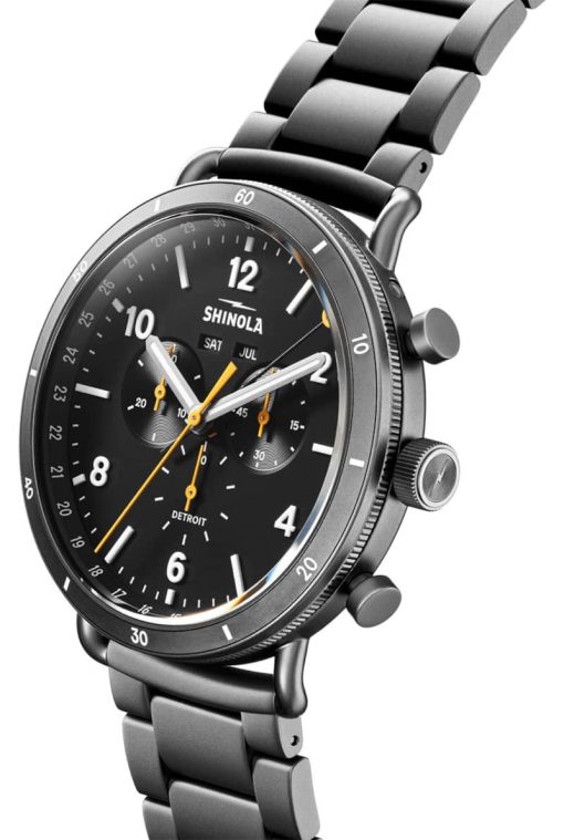Shinola The Canfield Sport Gunmetal PVD Bracelet, Black Dial Watch, 45mm - Image 2