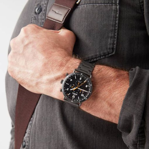 Shinola The Canfield Sport Gunmetal PVD Bracelet, Black Dial Watch, 45mm - Image 6