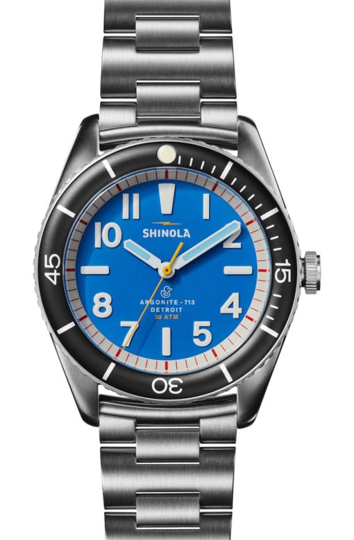 Shinola The Duck Bermuda Blue Dial Stainless Steel Bracelet Watch, 42mm
