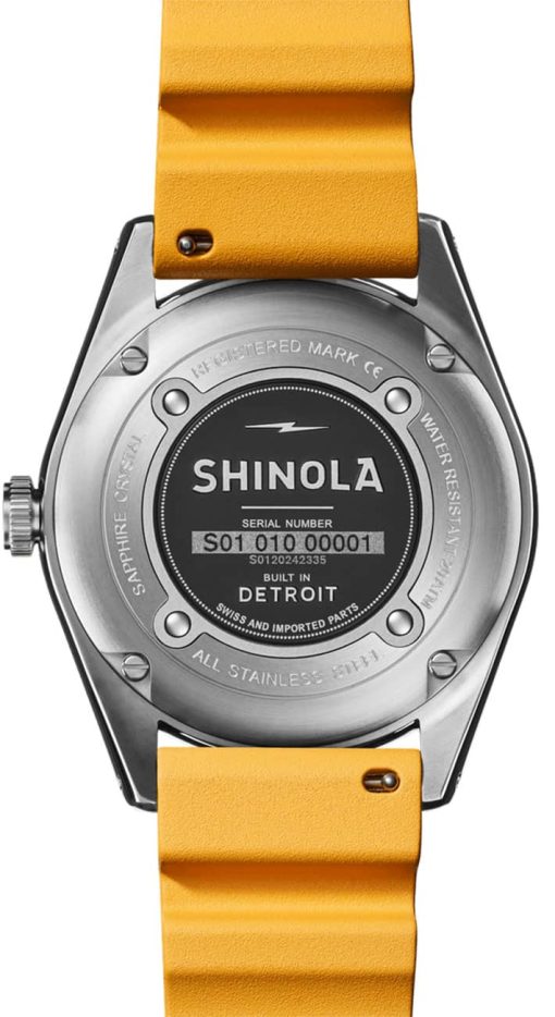 Shinola The Duck Blue Matte Dial Canary Yellow Rubber Watch, 42mm - Image 5