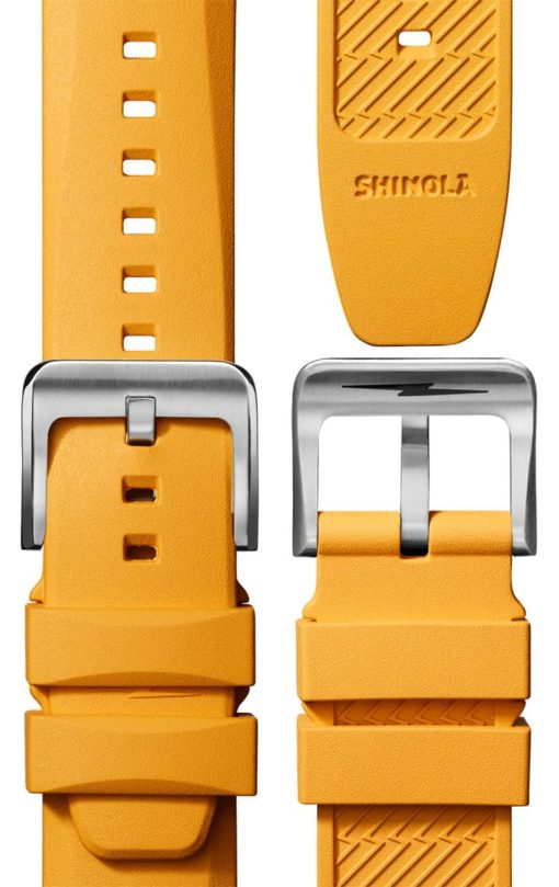 Shinola The Duck Blue Matte Dial Canary Yellow Rubber Watch, 42mm - Image 4