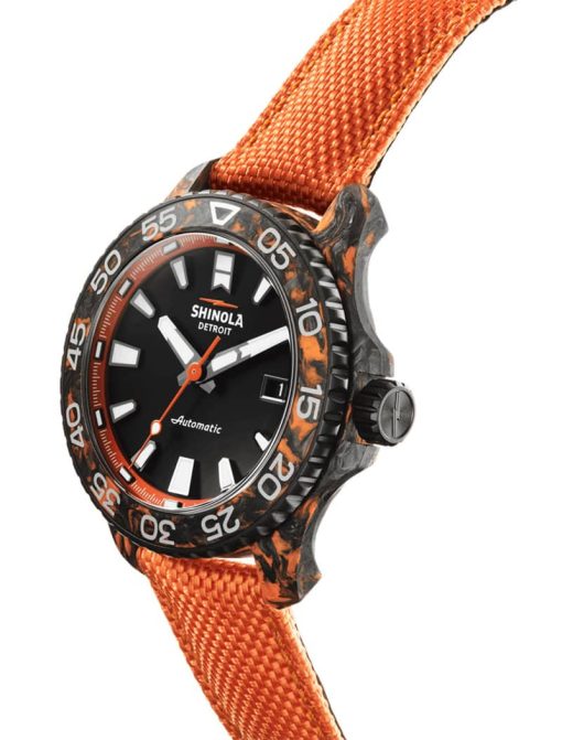 Shinola The Forged Carbon Monster Automatic Black Dial Leather-Backed Nylon Watch, 45mm - Image 3