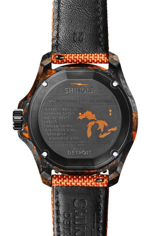 Shinola The Forged Carbon Monster Automatic Black Dial Leather-Backed Nylon Watch, 45mm - Image 8