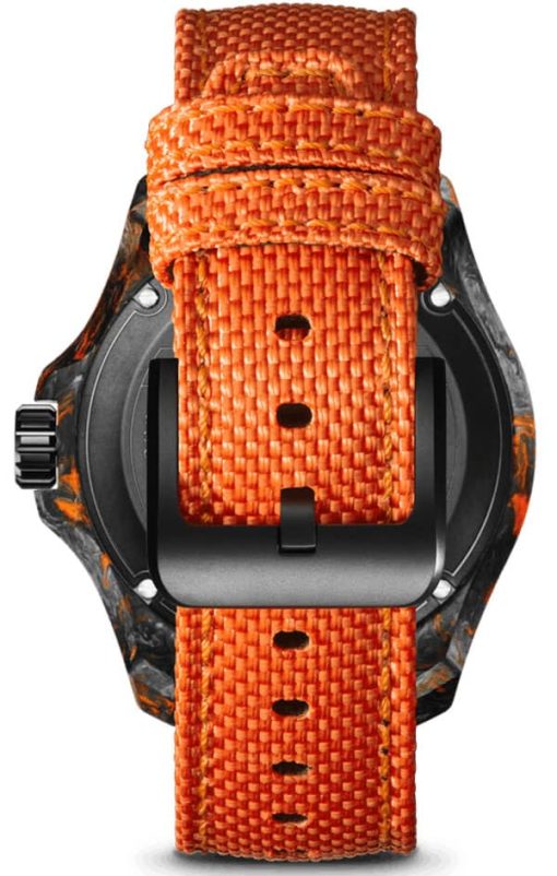 Shinola The Forged Carbon Monster Automatic Black Dial Leather-Backed Nylon Watch, 45mm - Image 7