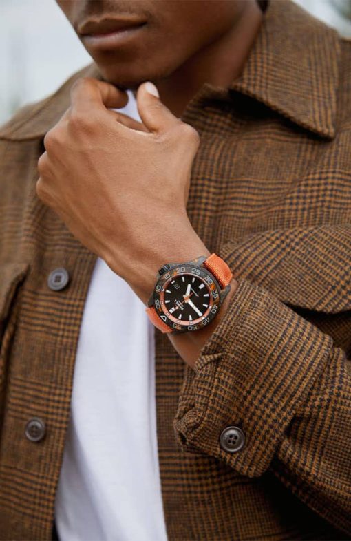 Shinola The Forged Carbon Monster Automatic Black Dial Leather-Backed Nylon Watch, 45mm - Image 9