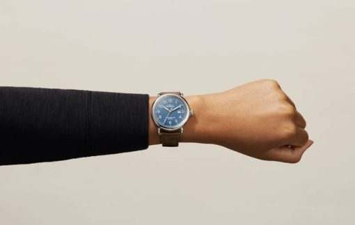 Shinola The Runwell Matte Blue Velvet Dial Tan Leather Watch, 41mm - Image 9