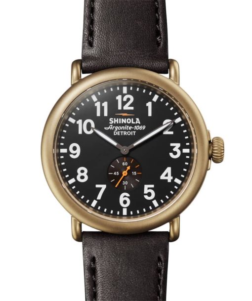 Shinola The Runwell Quartz Black Leather Strap 47mm Watch