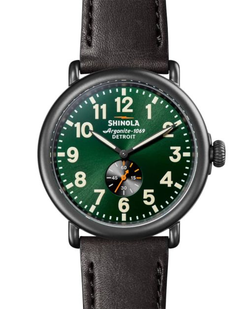 Shinola The Runwell Quartz Black Leather Strap 47mm Watch
