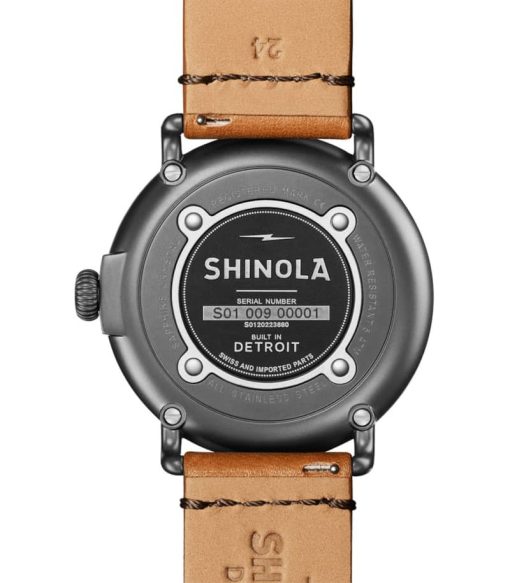 Shinola The Runwell Bourbon Leather Strap Watch, Midnight Blue Dial, 47mm - Image 6
