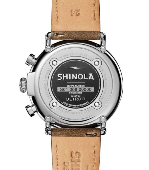 Shinola The Runwell Chrono British Tan Leather Strap Watch, Slate Blue Dial, 47mm - Image 6