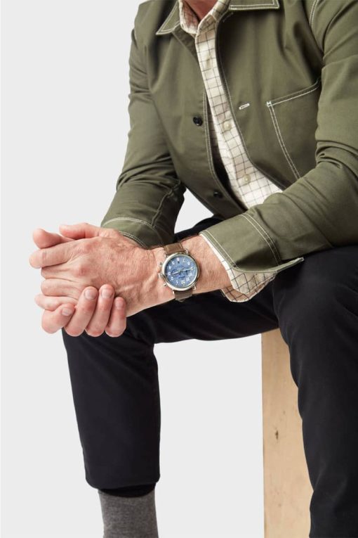 Shinola The Runwell Chrono British Tan Leather Strap Watch, Slate Blue Dial, 47mm - Image 7