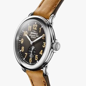 Shinola The Runwell Honey Leather Strap Watch Black Degrade Dial, 41mm - Image 2