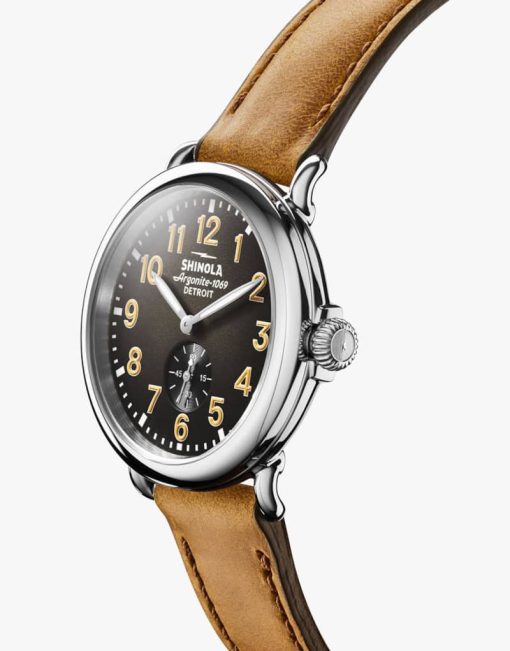 Shinola The Runwell Honey Leather Strap Watch Black Degrade Dial, 41mm - Image 2