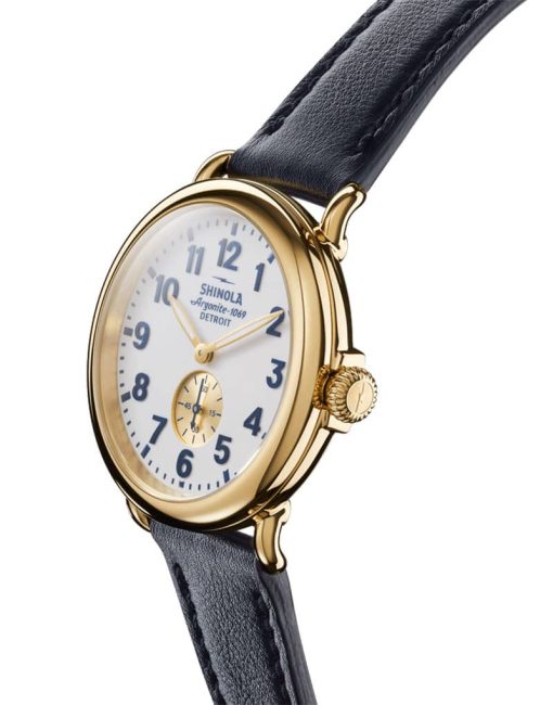 Shinola The Runwell White Dial Watch, Navy Leather Strap, 41mm - Image 2