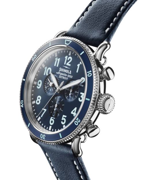 Shinola The Runwell Sport Chrono Midnight Blue Dial Watch, Navy Strap, 48mm - Image 2