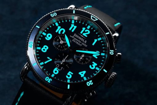 Shinola The Runwell Sport Chrono Midnight Blue Dial Watch, Navy Strap, 48mm - Image 6