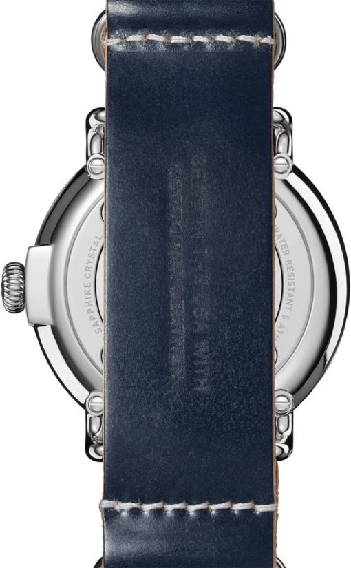 Shinola The Runwell White Dial Navy Leather Watch, 47mm - Image 7