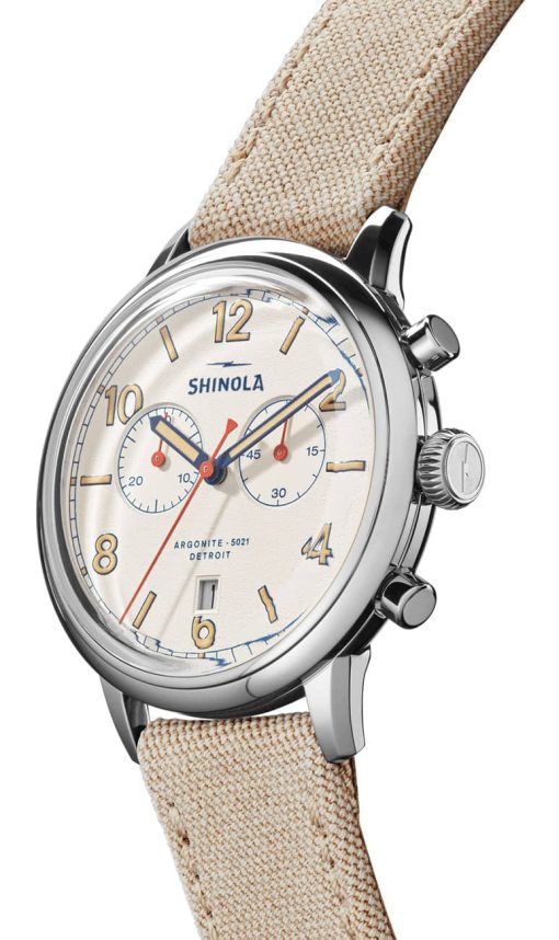 Shinola The Traveler Chrono Alabaster Textured Dial Canvas Watch, 42mm - Image 2