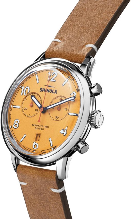 Shinola The Traveler Chrono Golden Dial Leather Watch, 42mm - Image 2