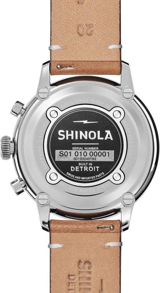 Shinola The Traveler Chrono Golden Dial Leather Watch, 42mm - Image 7