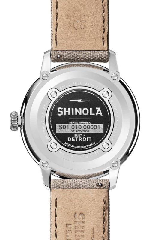 Shinola The Traveler Subsecond Alabaster Textured Dial Dune Canvas Strap Watch, 42mm - Image 5