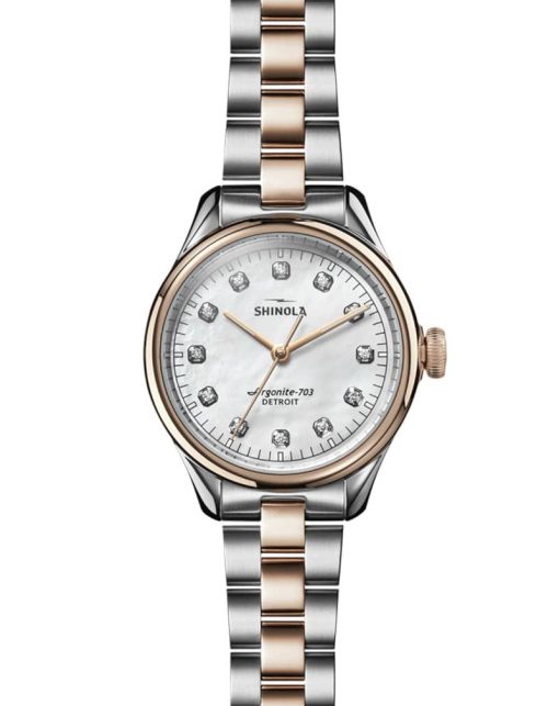 Shinola The Vinton White MOP And Diamond Dial Watch, Stainless Steel Bracelet, 32mm