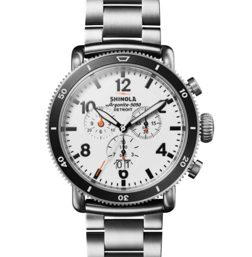 Shinola The White Hurricane Sport Chronograph White Dial Watch, Black/Titanium Strap, 48mm