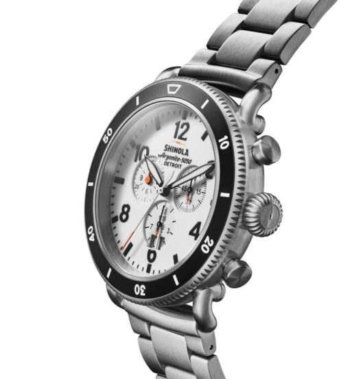 Shinola The White Hurricane Sport Chronograph White Dial Watch, Black/Titanium Strap, 48mm - Image 4