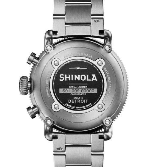 Shinola The White Hurricane Sport Chronograph White Dial Watch, Black/Titanium Strap, 48mm - Image 9
