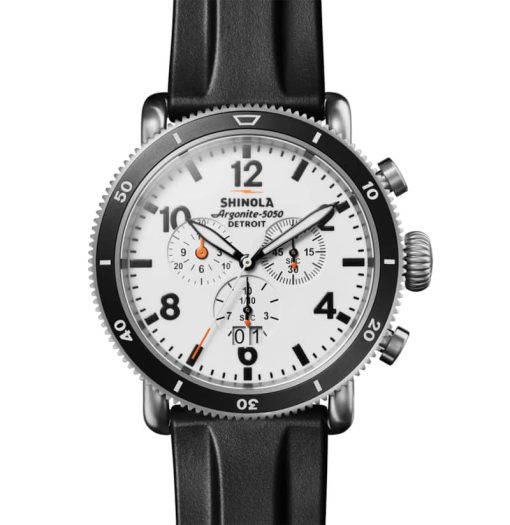 Shinola The White Hurricane Sport Chronograph White Dial Watch, Black/Titanium Strap, 48mm - Image 2