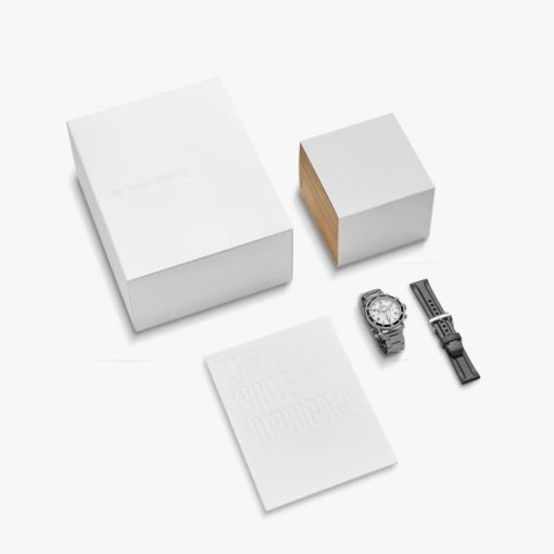 Shinola The White Hurricane Sport Chronograph White Dial Watch, Black/Titanium Strap, 48mm - Image 3