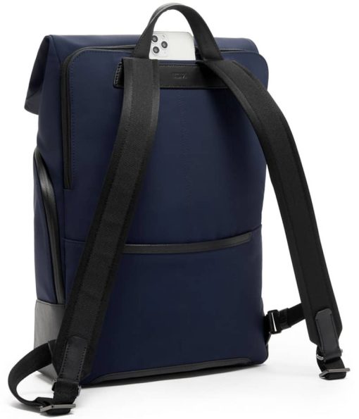 TUMI Harrison Navy Osborn Roll Top Backpack - Image 4