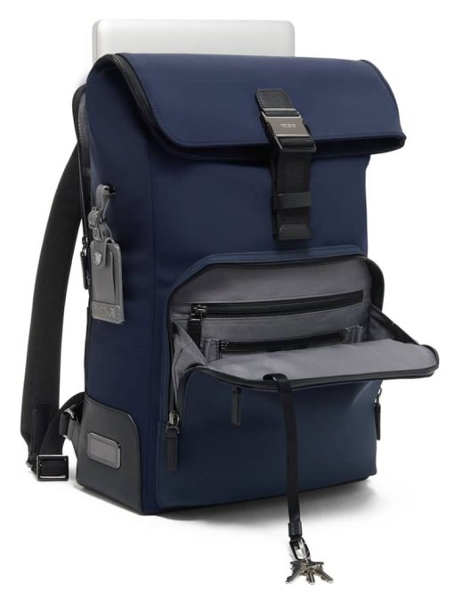 TUMI Harrison Navy Osborn Roll Top Backpack - Image 3