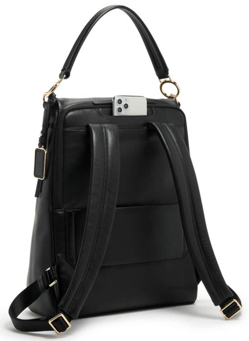 TUMI Voyageur Black Leather Liv Backpack/Tote - Image 4