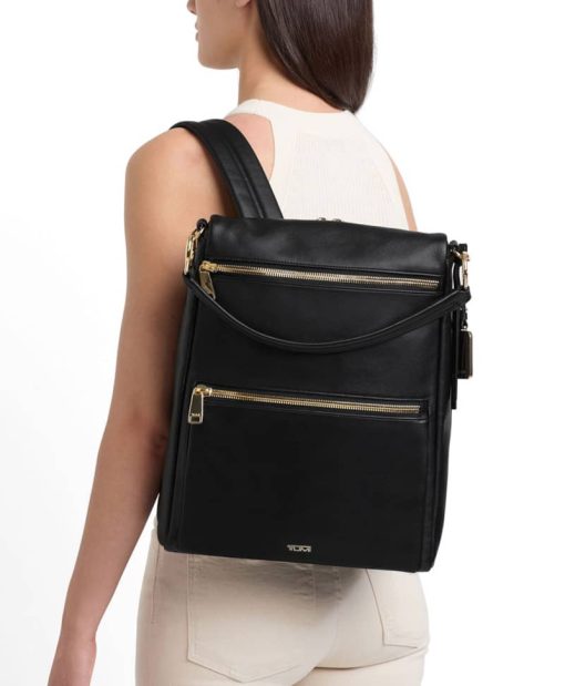 TUMI Voyageur Black Leather Liv Backpack/Tote - Image 6