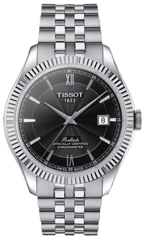 Tissot Ballade Powermatic 80 Silicium Black Dial Stainless Steel Bracelet Watch, 41mm