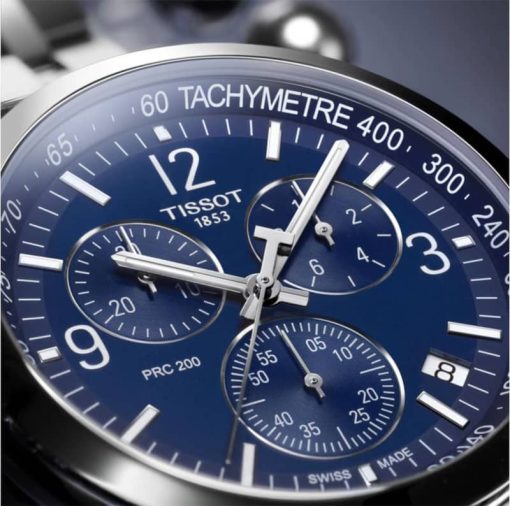 Tissot PRC 200 Chronograph Blue Dial Grey Stainless Steel Bracelet Watch, 42mm - Image 6