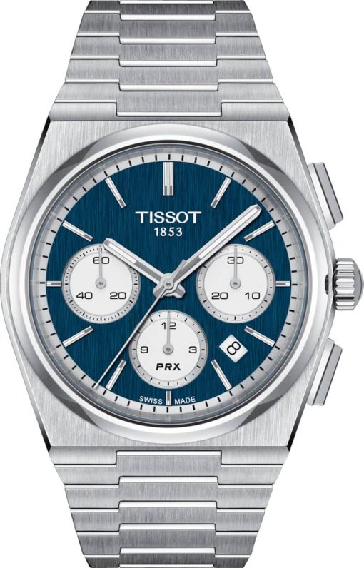Tissot PRX Automatic Chronograph Blue Dial Silver-Tone SS Bracelet Watch, 42mm