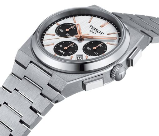 Tissot PRX Automatic Chronograph White Dial Silver-Tone SS Bracelet Watch, 42mm - Image 4