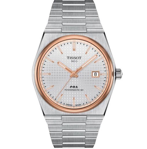 Tissot PRX Powermatic 80 Automatic Silver Dial Stainless Steel Bracelet Watch, 39.5mm