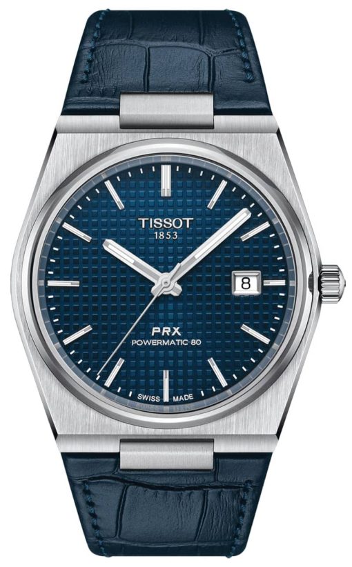 Tissot PRX Powermatic 80 Blue Dial Alligator Leather Strap Watch, 39.5mm